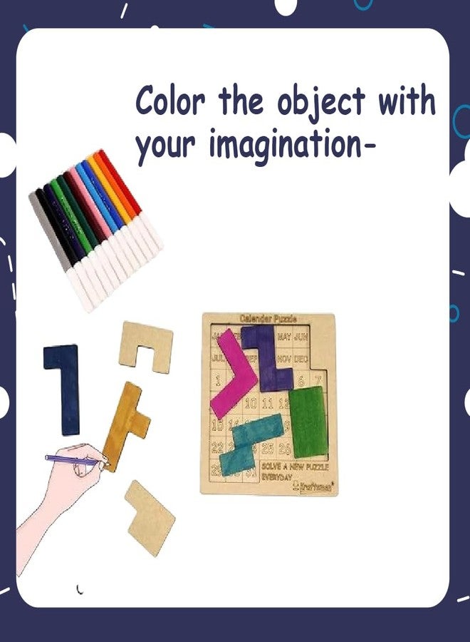 Braintastic لعبة ألغاز خشبية من Braintastic، لعبة لوحية للسفر، لعبة تعليمية وإبداعية، ألعاب ذكاء وتصنيف للأطفال (لعبة ألغاز التقويم PO12) - Image 4